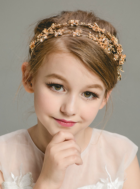 Girls Glower Girl Gold Jewelry Crystal Hair Accessories