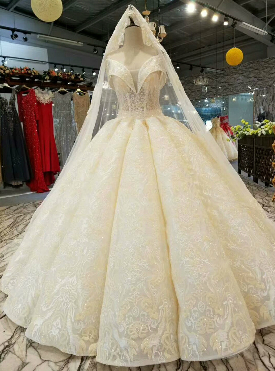 Timeless Ball Gown Off The Shoulder Satin Long White Wedding Dresses With Lace