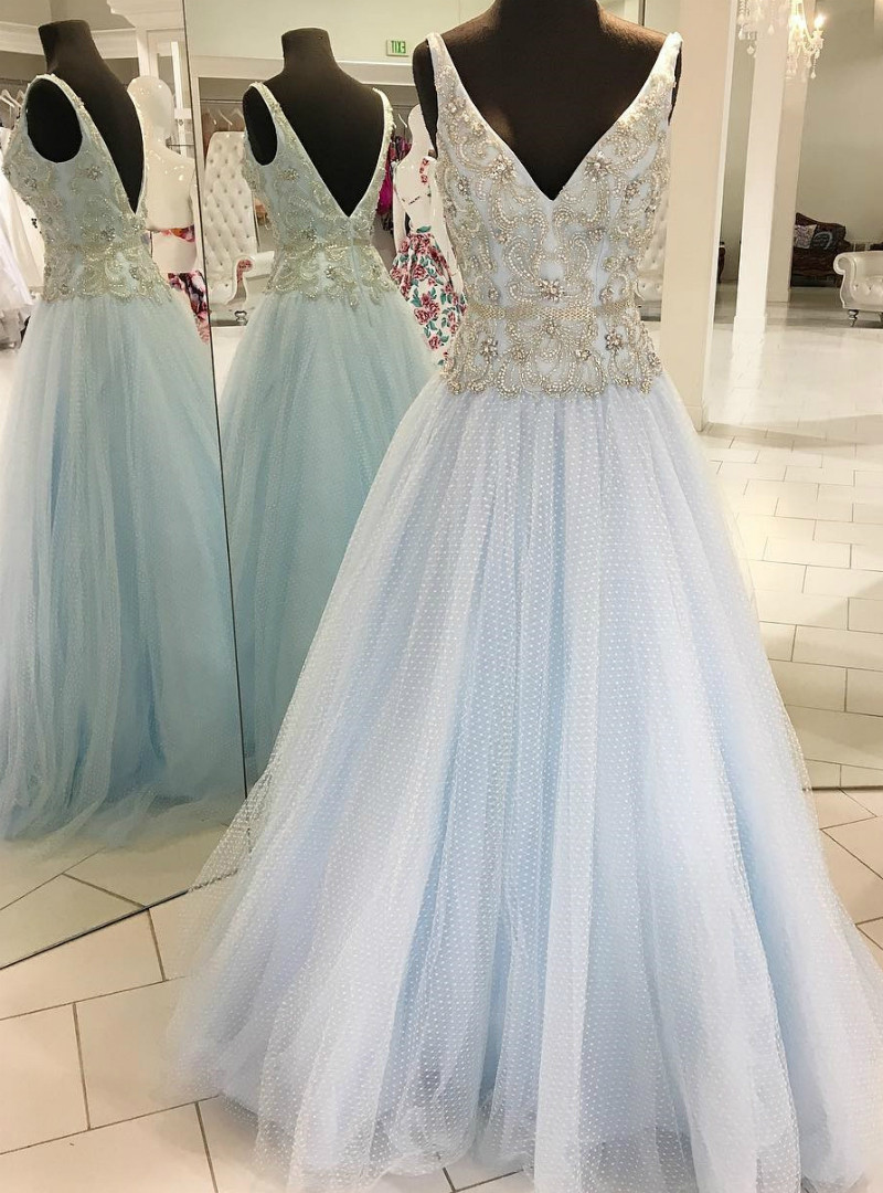 Strapless White and Blue Butterfly Sparkle Tulle Dress