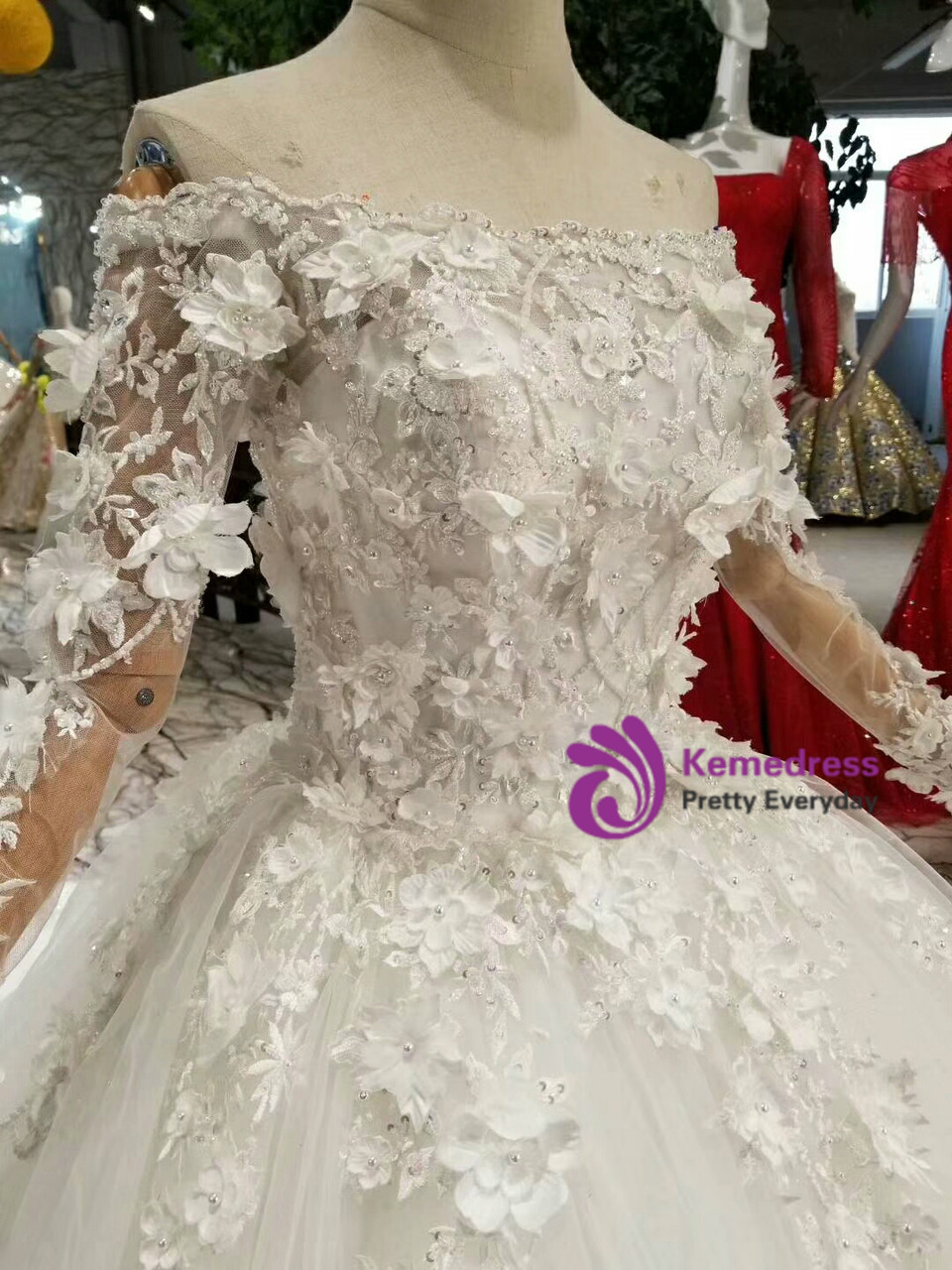 Light Champagne Tulle Beaded Off-the-Shoulder Ruffle Tiered Long Prom Dress