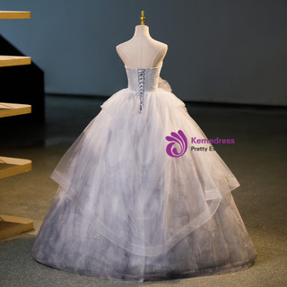 Strapless Ball Gown Quinceanera Dress Tulle Long Prom Dress OP622