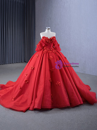 Straps Tulle Bodice 3D Flowers With Back Lace Up Yellow Prom Dress