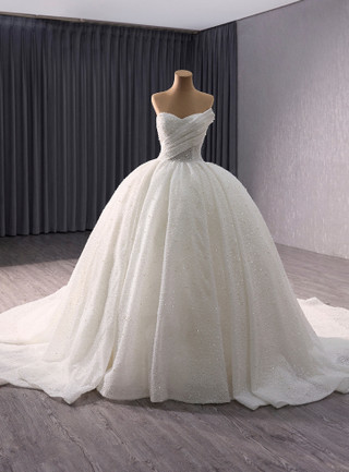 Gorgeous White Handmade Beading Sequins Ball Gown, Strapless Sleeveless Backless Formal Dress main image 0