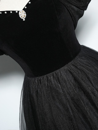 1331 Black-Grey Tulle Strapless Dress