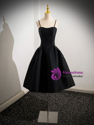 Black Cowl Spaghetti Straps Prom Dresses main image 1
