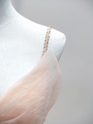Spaghetti Straps Applique Corset Ruffle Tulle Dress Blushing Pink main image 1