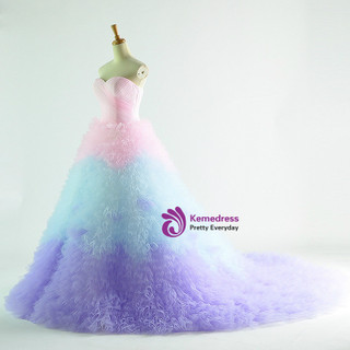 Colorful Tulle Sweetheart Tulle Princess Wedding Dress