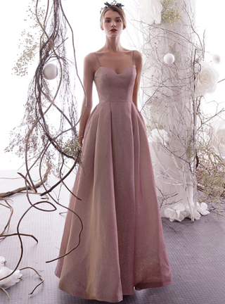 Simple Blue Spaghetti Straps Backless A-Line Prom Dresses Y468 main image 1