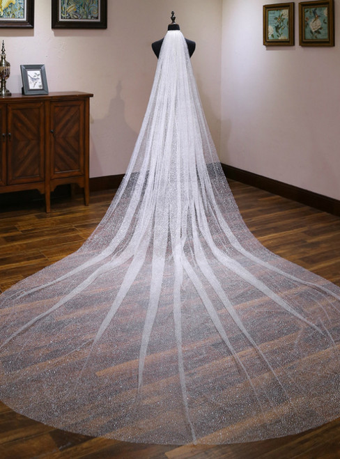 In Stock:Ship in 48 Hours White Sequins Brides Wedding Veils