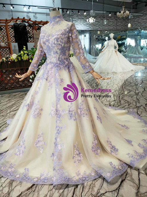 Champagne Elegance Meets Purple Elegance: The Perfect Wedding Dress Combination