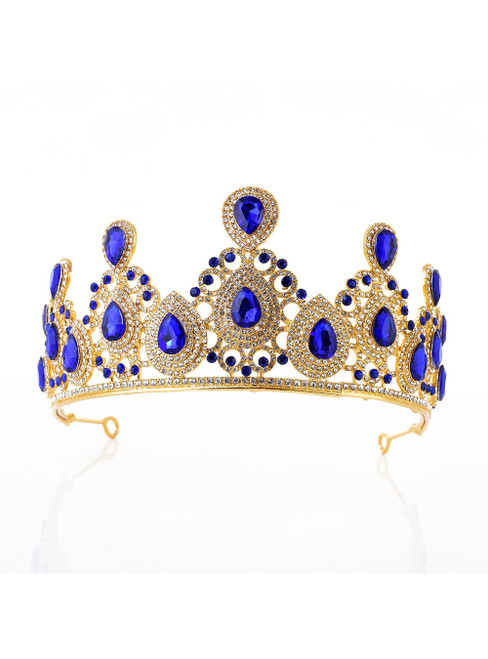 Blue Alloy Rhinestone Drop-shaped Baroque Hairband