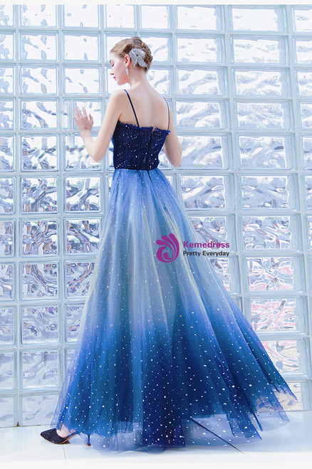 Charming Spaghetti-Straps Stromy Blue, Mauve Chic Sequins Formal Dresses