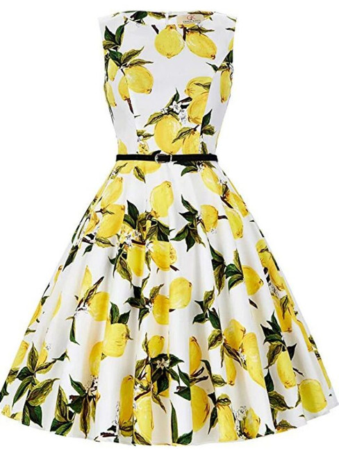 Women Cheap Pear Blossom Sleeveless Short Vintage Dress