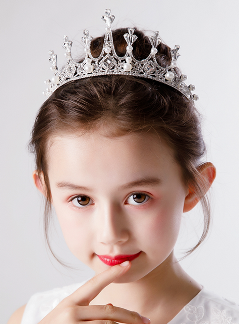 Princess Girl Crown White Crystal Hairband