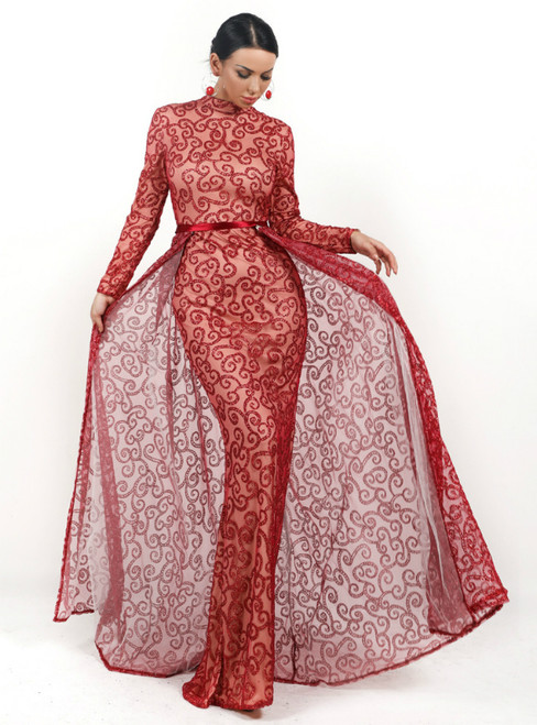 In Stock:Ship in 48 Hours Red Sequins Long Sleeve Party Dress