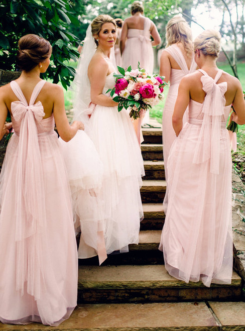 Gorgeous Pink Long Bridesmaid Dress Convertiable Bridesmaid Dess