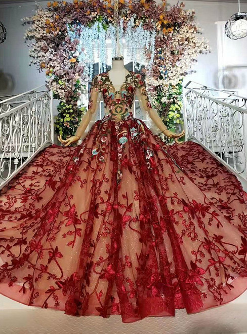 Princess Dark red ball gown Available... - ZN Wedding Gowns | Facebook