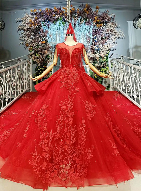 Polina Ivanova Atelier | ENYA Red Tulle Skirt | Red Wedding Dress, Ball Gown  with Puff Sleeves – polinaivanova.atelier