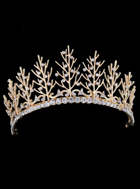 Golden Bride Luxurious Diamond Pearl Crown Headdress