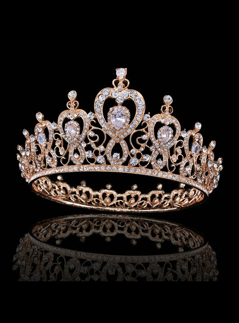 Gold Crown Tiara Bride Inlaid With Crystal Zircon