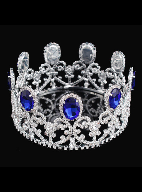 Women Baroque Luxury Full Crown Queen Round Crown Bride Headdress