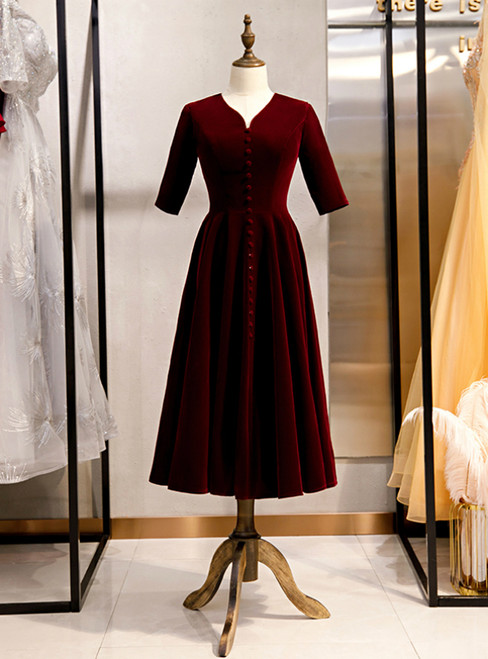 dark burgundy velvet dress