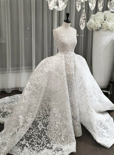 New Arrival Sequins Wedding Dress Small Train Long Bridal Dress