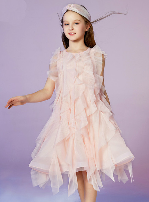 In Stock:Ship in 48 Hours Pink Tulle Flower Girl Dress 2020