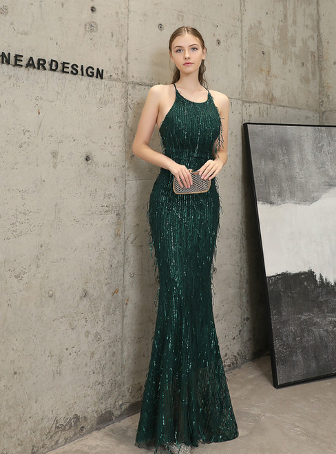 Shop An Amazing Selection Of In Stock:Ship in 48 Hours Green Sequins Halter Backless Prom Dress