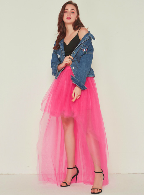 Fuchsia Swallowtail Gauze Hi Lo Tutu Skirt