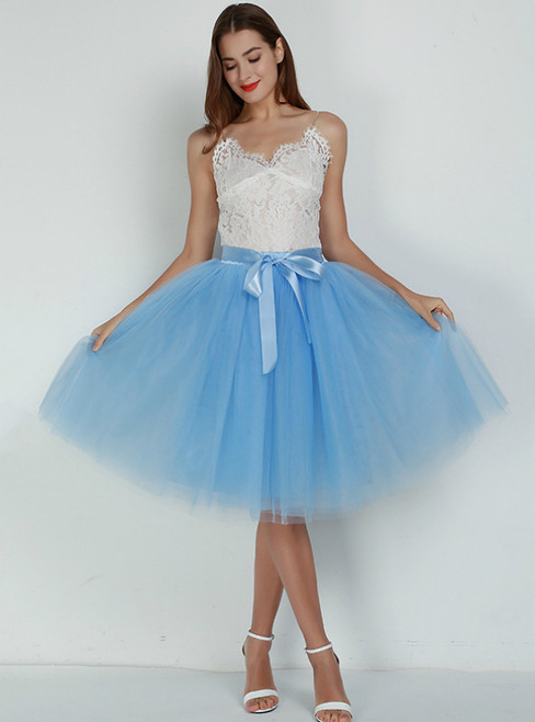 Lake Blue 7 Layers Tulle Tutu Skirt