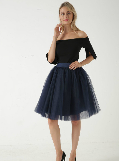 Navy Blue 5 Layer Mesh Tutu Skirt