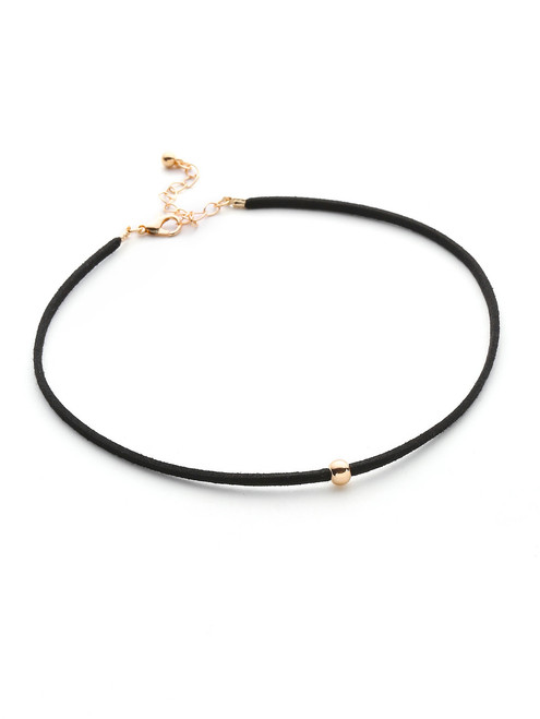 Metal Ball Embellished Velvet Choker