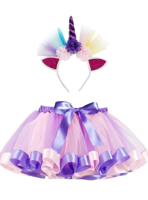 Pink Purple Girls Kids Tulle Tutu Skirts