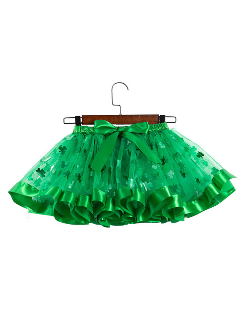 Green Tulle Print Tulle Tutu Skirt