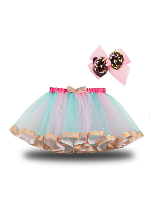 Colorful tulle tutu skirt for girls with a fluffy princess style