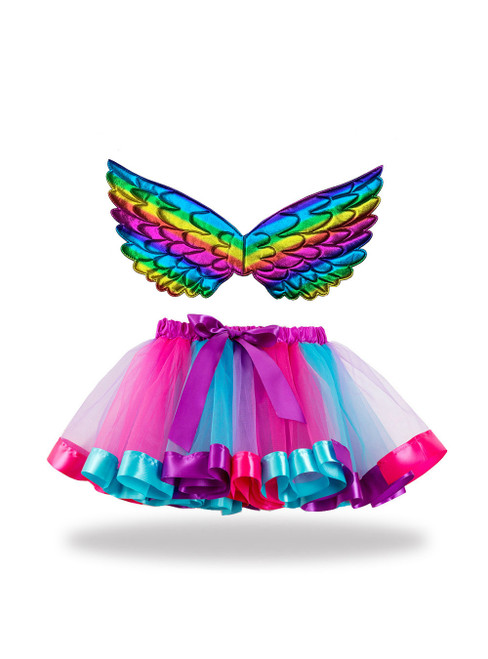 Rainbow Wings Tutu Skirt Girl Gauze Skirt