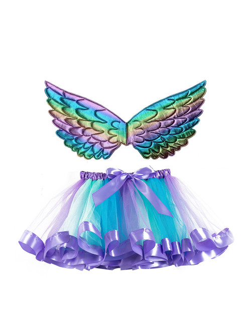 Blue Purple Wings Girl Tutu Skirt