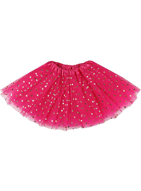 Fuchsia Star Sequins Girl's Tulle Tutu Skirt