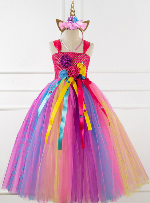 Girl Fuchsia Tulle Handmade Costumes Dress Tutu Skirt 