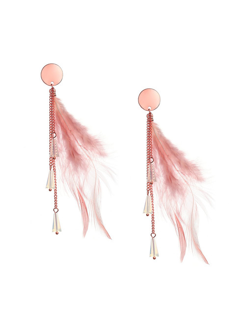 Fan Shaped Tassel Earrings pink