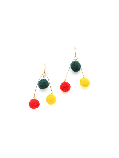 Pom Design Drop Earrings