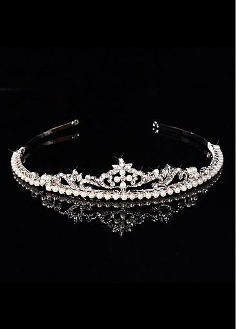 In Stock Chic Alloy Wedding Tiara With Pearls