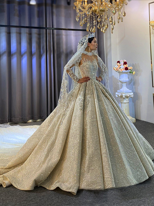 Dubai Style Palace Retro Beading Sequins Wedding Dress