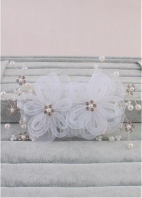 In Stock Chic Netting Hair Ornaments With Rhinestones & Pearls