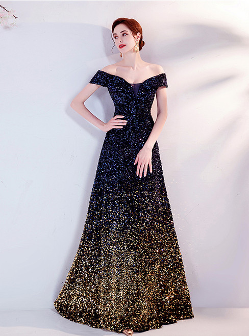 In Stock:Ship in 48 Hours Sequins Off the Shoulder Prom Dress