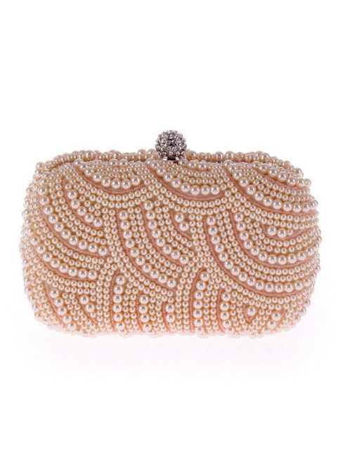 Women Pink Purse Ladies Pearl Clutch Bags 