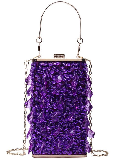 Purple Beading Sequins Crystal blue Clutch Bags