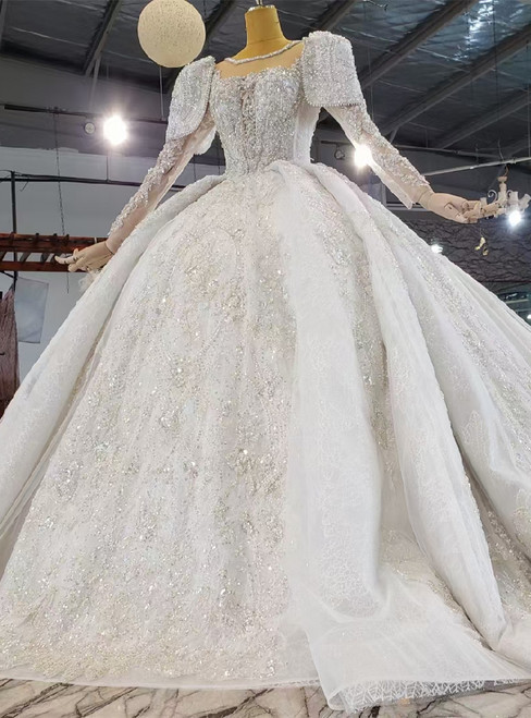 Heavy Beading Sequins Long Sleeve Wedding Dress