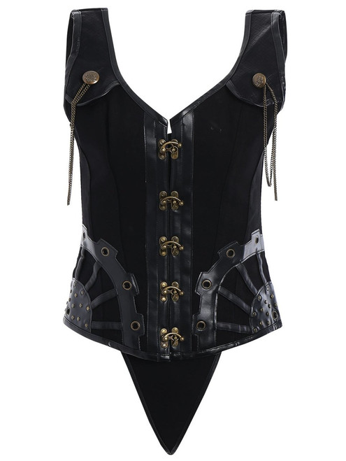 Sexy  Lace Up Punk Corset Top with Chain